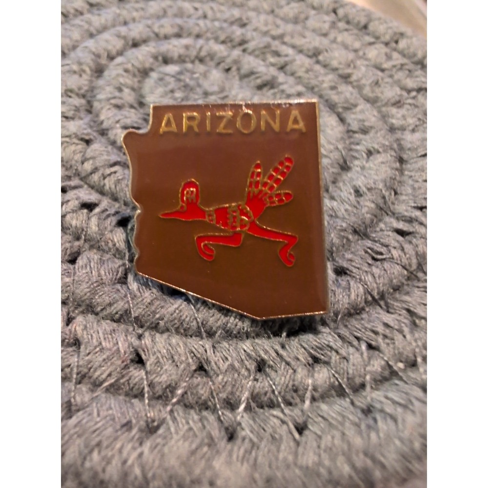 Vintage State Of Arizona Gold Tone Enamel Lapel Pin